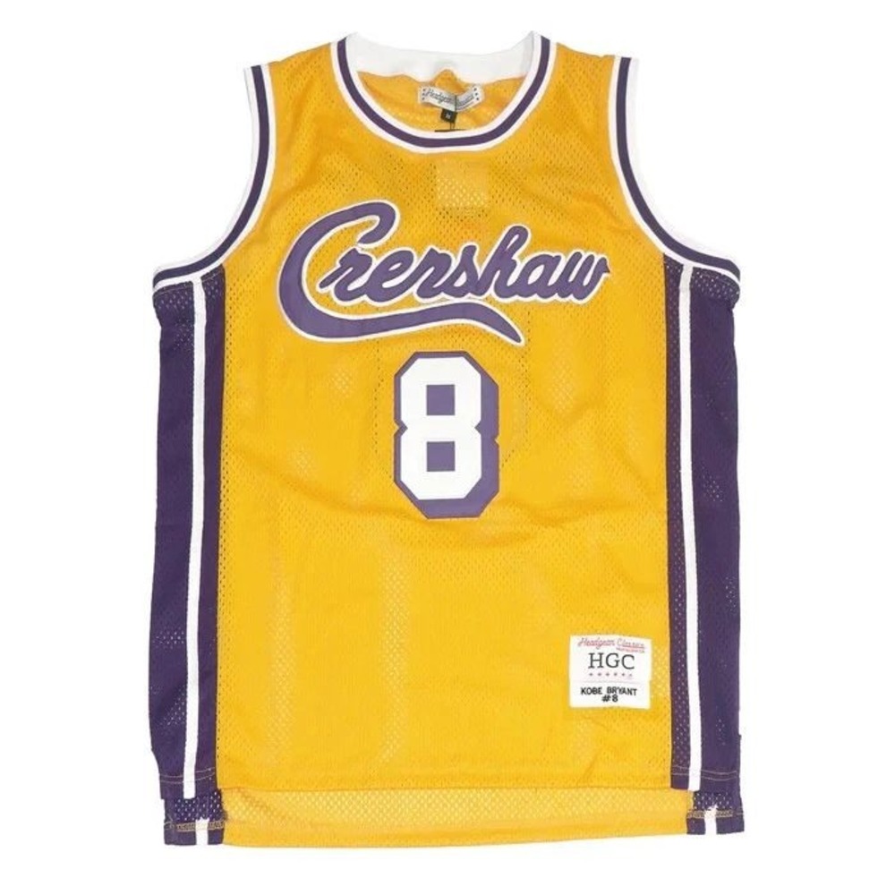 Headgear Classics Kobe Bryant 8 Crenshaw Basketball Jersey Yellow Purple Mens S